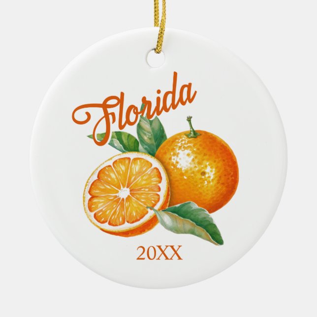 Custom Florida Orange  Ceramic Ornament (Front)