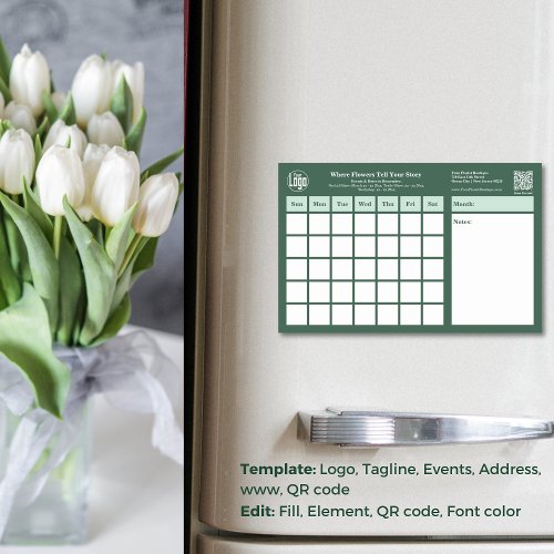Custom Florist Monthly Planner Magnetic Dry Erase Sheet