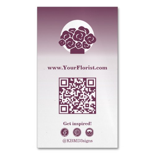 Custom Florist Purple  White Business Card Magnet