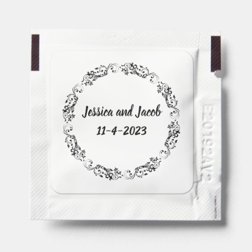 Custom Flourish Wedding Date Hand Sanitizer Packet