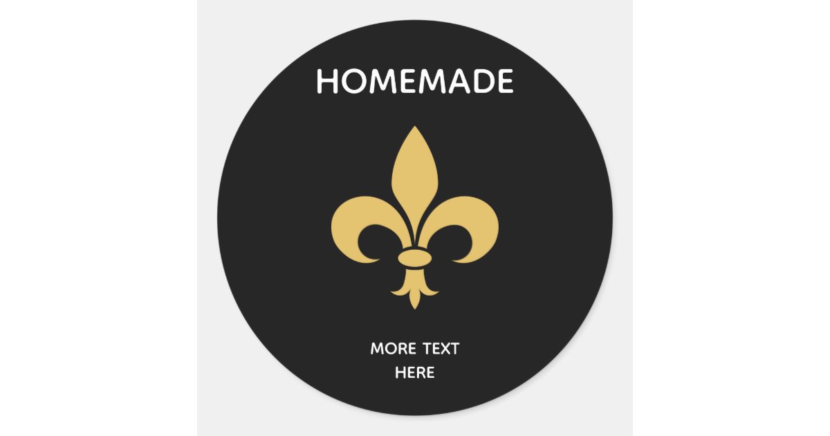Custom Flower and Homemade Text on Black Classic Round Sticker | Zazzle
