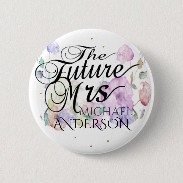 Custom Flower Bridal Gift Button (Front)