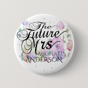 Custom Flower Bridal Gift Button