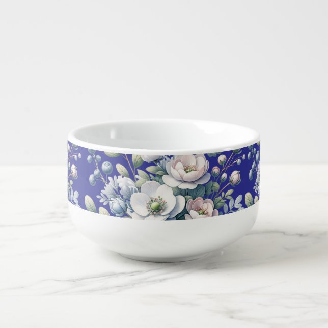Custom flower design  soup mug (Front)
