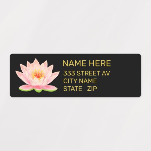 Custom Flower Elegant Black Golden Address Labels