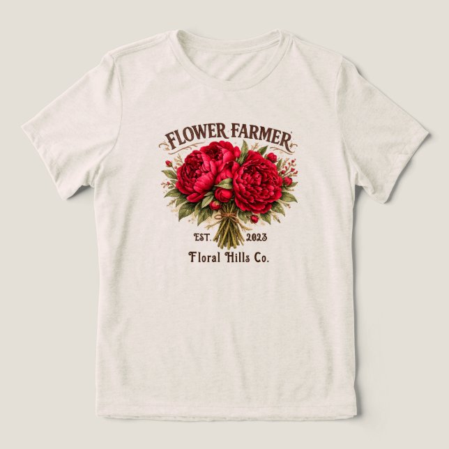 Custom Flower Farmer Floral Business Personalized Tri-Blend Shirt (Design Front)