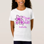 Custom Flower Girl T-Shirt<br><div class="desc">Cute personalized flower girl t-shirt for your special flower girls in your wedding. Pretty pink flowers with pink writing to customize with the child's name.</div>