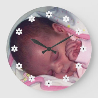 Custom Flower Numbers Large Clock