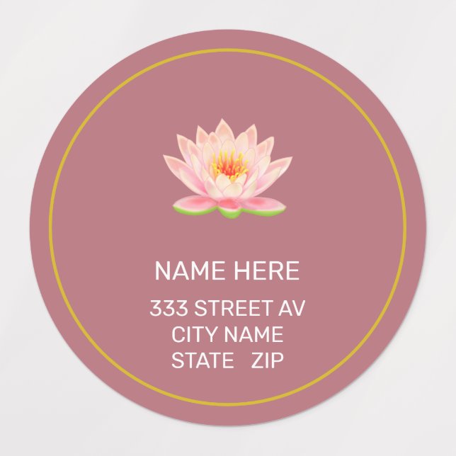 Custom Flower on Rose Gold Address Labels (Design 1)
