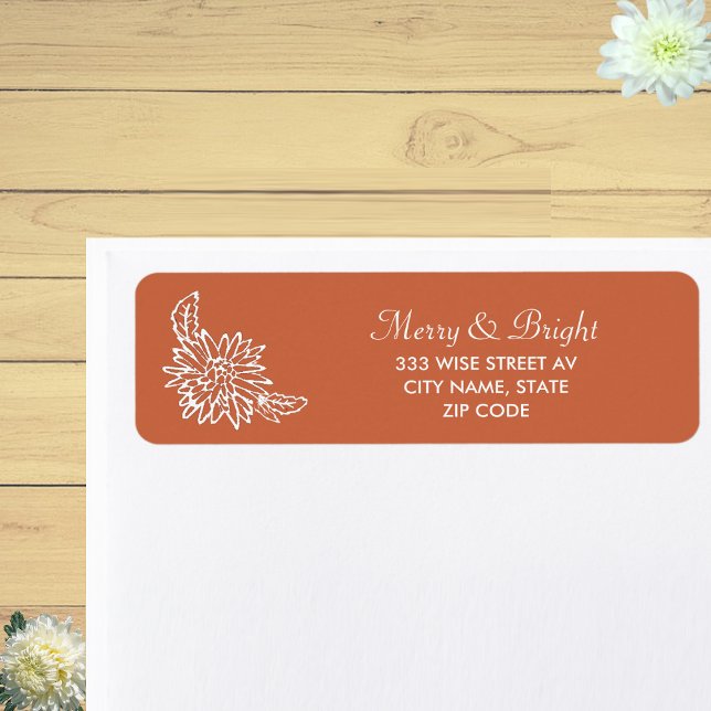 Custom Flower on Terracotta Color Background Label (Creator Uploaded)