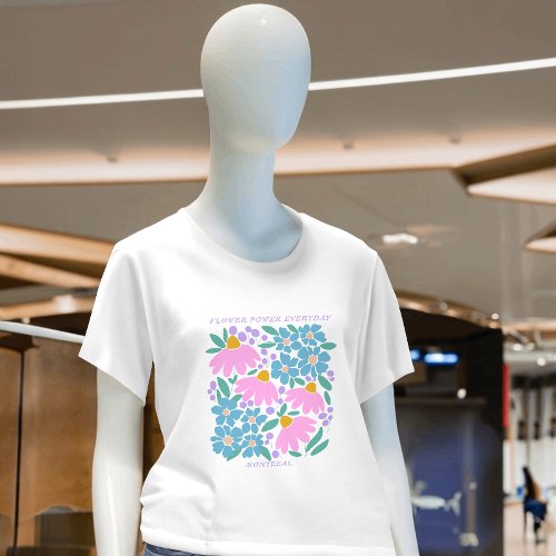 Custom flower power cute blue pink garden T_Shirt