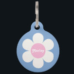 Custom Flower Power Daisy pink and blue Pet ID Tag<br><div class="desc">A fun retro daisy flower design in shades of blue,  pink and white. You can personalize this design with a name or custom text</div>