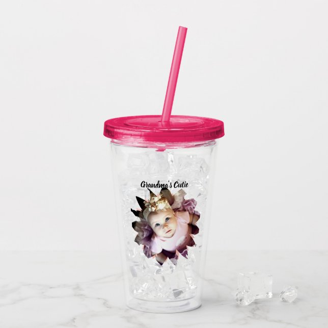 Custom Flower Shape Custom Photo Template Acrylic Tumbler (Back Ice)