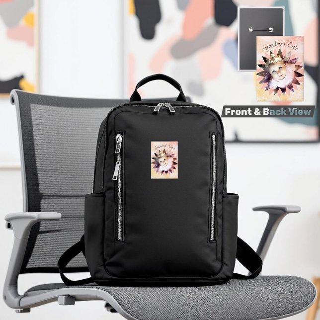 Custom Flower Shape Photo Pastel Watercolor Button (pull back pin / vertical button custom photo & template text)