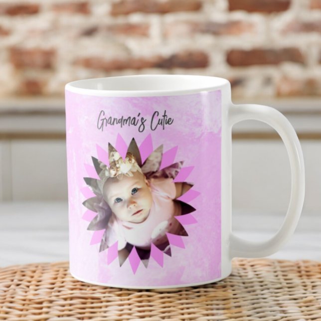 Custom Flower Shape Photo Pastel Watercolor Coffee Mug (same design on both sides of mug)