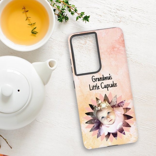 Custom Flower Shape Photo Pastel Watercolor Samsung Galaxy Case (A cute custom phone case with a photo for someone special. Easy to personalize text and add photo.)