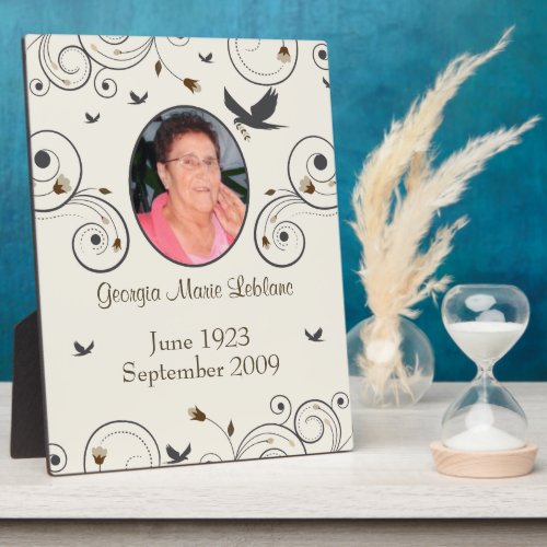 Custom Flowers and Swirls Memorial Keepsakes Keeps Plaque