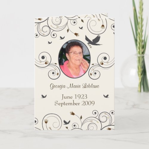 Custom Flowers and Swirls Memorial Keepsakes Poem Card