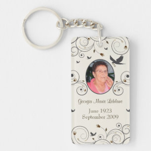 Custom Flowers and Swirls Memorial Keepsakes Poem Keychain
