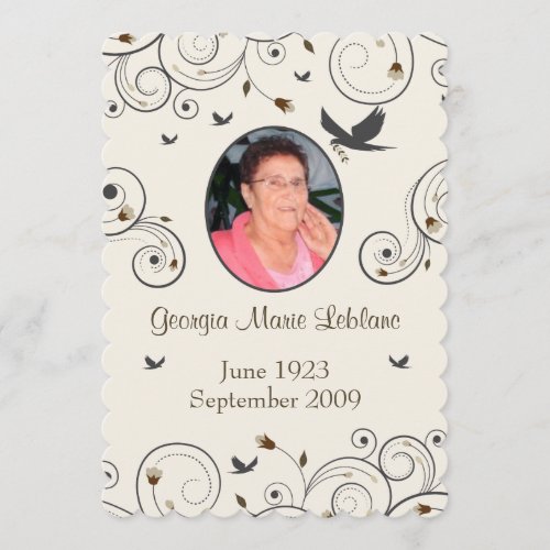 Custom Flowers and Swirls Memorial Keepsakes Poem Program