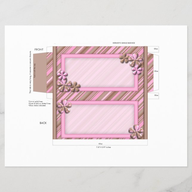 Custom Flowers Candy bar Box party favor Flyer (Front)