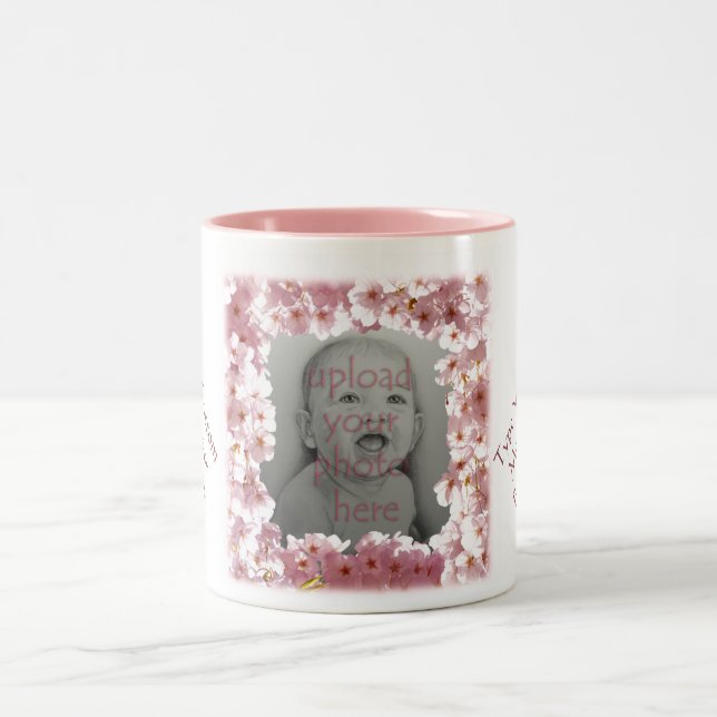 Custom Flowers Mug Personalized Pink Blossoms Cup (Center)