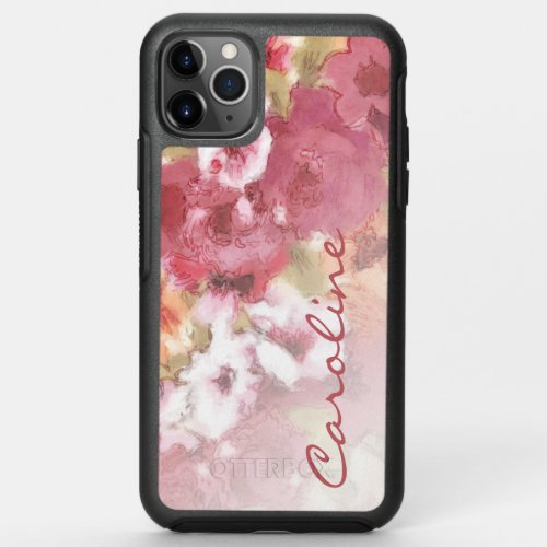 Custom Flowers Pattern Watercolor Art Painting OtterBox Symmetry iPhone 11 Pro Max Case