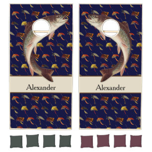 Custom Fly Fishing Flies Rainbow Trout black Cornh Cornhole Set