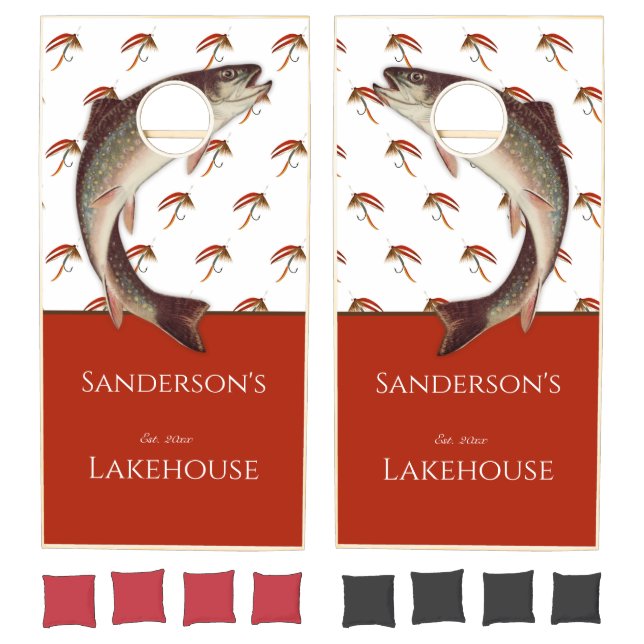 Custom Fly Fishing Flies Rainbow Trout black Cornh Cornhole Set (Set)