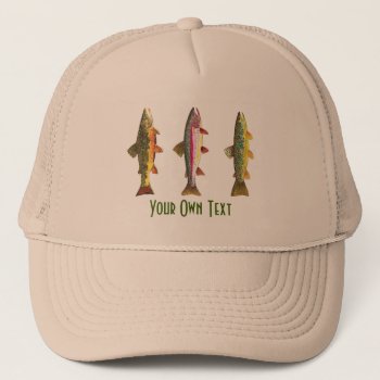 Custom Fly Fishing Ichthyology 3 Trout Trucker Hat by TroutWhiskers at Zazzle