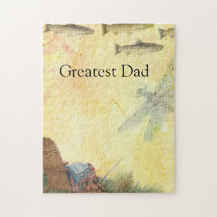 Custom Fly Fishing Illustrated Trout Jigsaw Puzzle