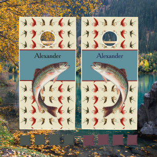 Custom Fly Fishing Vintage Flies Rainbow Trout Co Cornhole Set