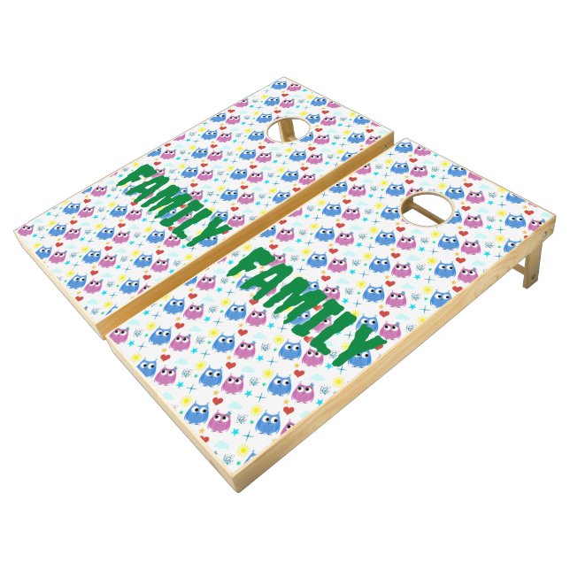 Custom Fmaily Text And Birds  Cornhole Set (Angled)