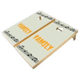 Custom Fmaily Text And Music Design Cornhole Set
