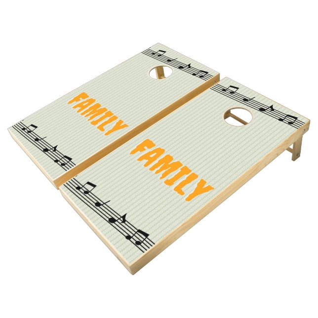 Custom Fmaily Text And Music Design  Cornhole Set (Angled)