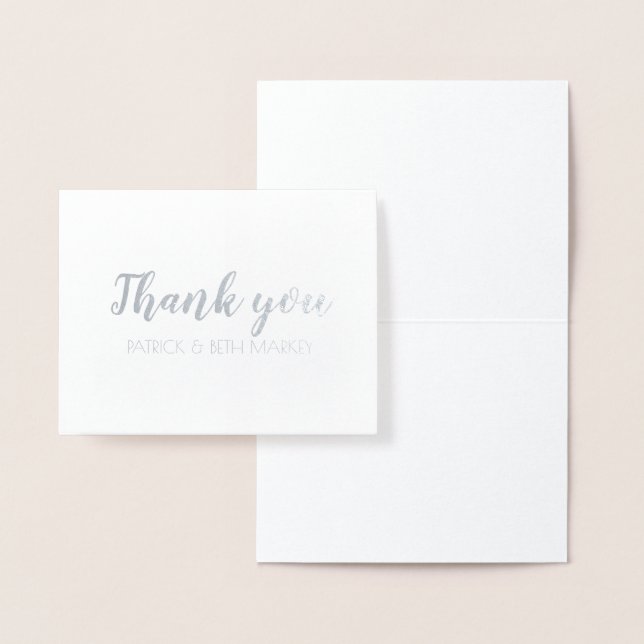 Custom Foil Silver Wedding Name Thank You Card (Display)