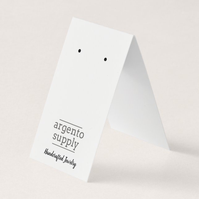 Custom Fold-Over Earring Card, Logo At Bottom Business Card (Front)