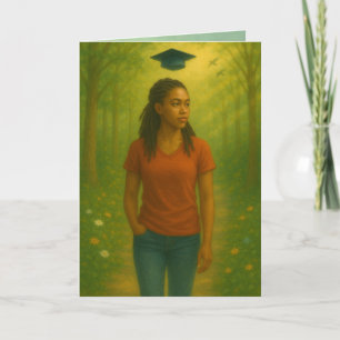 Custom Folded Graduation Card Black Female Dreads