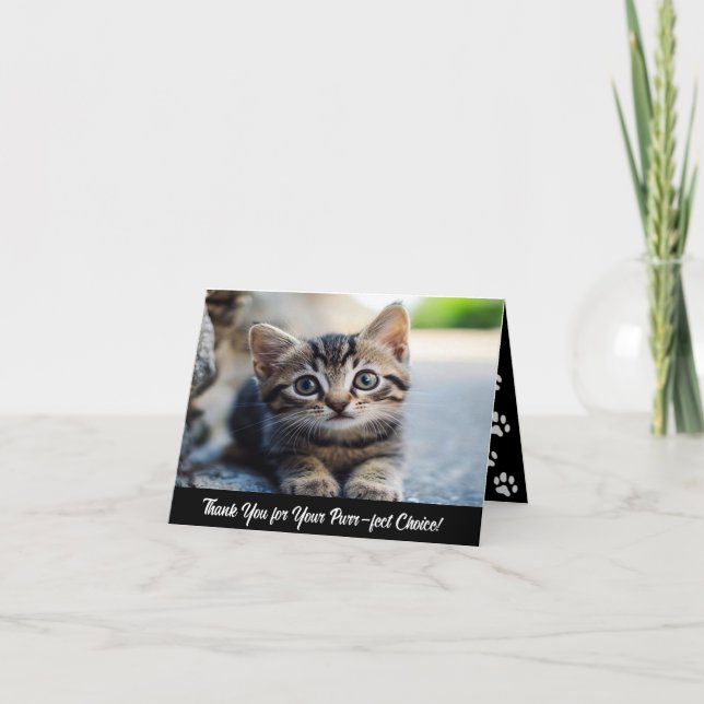 Custom Folded Thank You Card for Cattery  (Front)