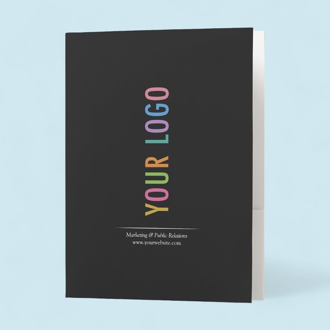 Custom Folders with Business Card Slot & Your Logo (MISOOK Black Folder with Business Card Slot and Logo)