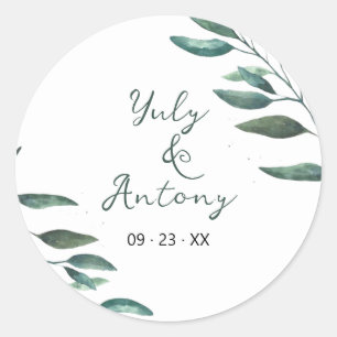 Custom Foliage Botanical Organic Green Classic Round Sticker