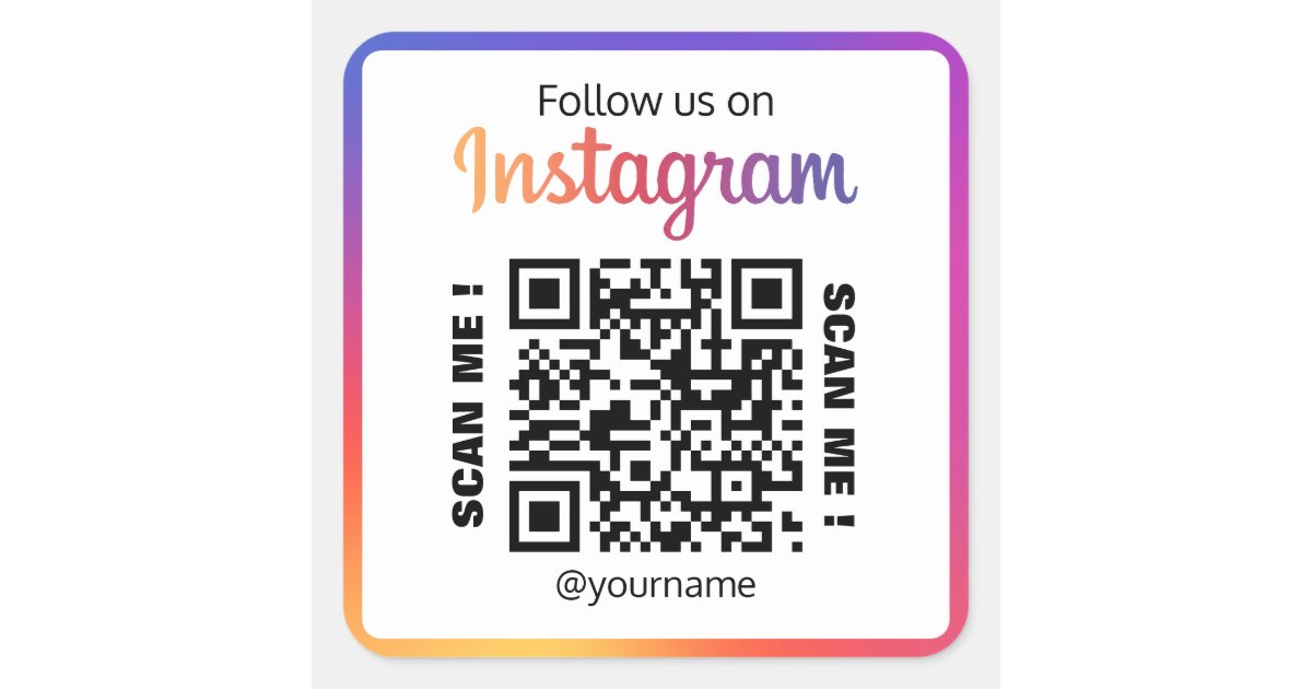 Custom Follow Us On Instagram Social Media QR Code Square Sticker Zazzle