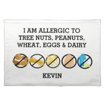 Custom Food Allergy Alert Personalized Kids Cloth Placemat