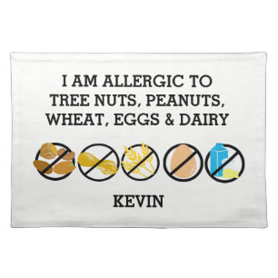 Custom Food Allergy Alert Personalized Kids Cloth Placemat