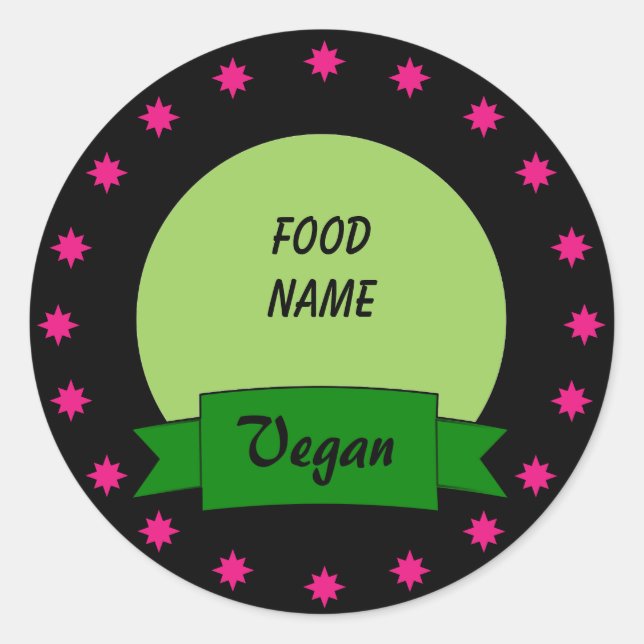 Custom Food Label Stickers - Vegan (Front)