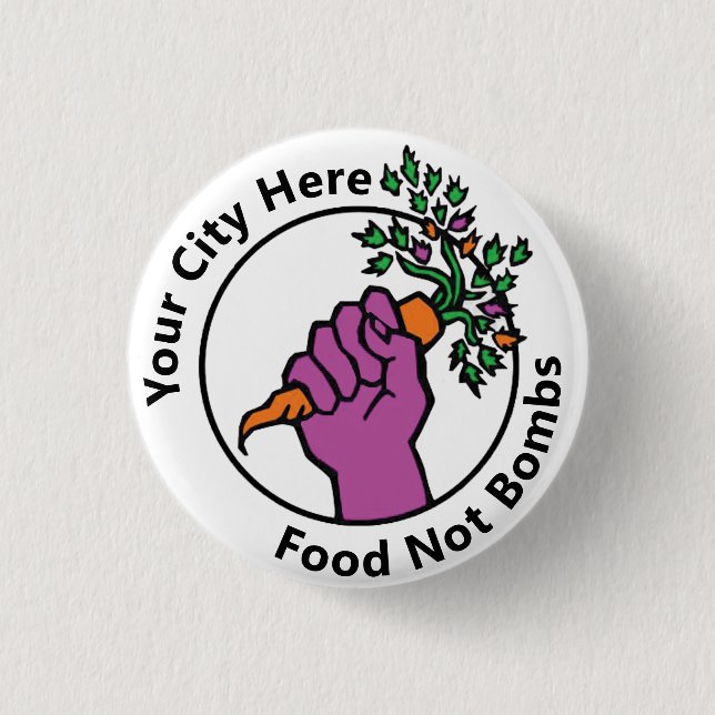 Custom Food Not Bombs logo Button (Front)