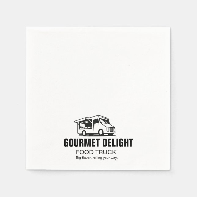 Custom Food Truck Logo Square Paper Napkin (Front)