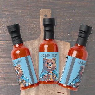 Custom Football Athletic Bear Label Hot Sauces