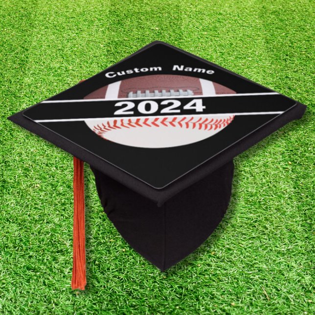 Custom Football Baseball Graduation Cap Topper (Custom Graduation Cap Topper - Sports)