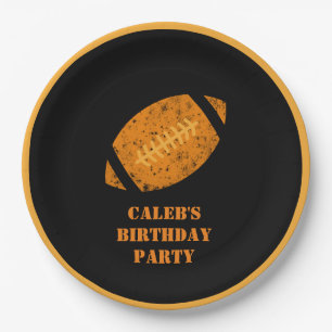 Custom Football Birthday Black and Gold  Paper Plates